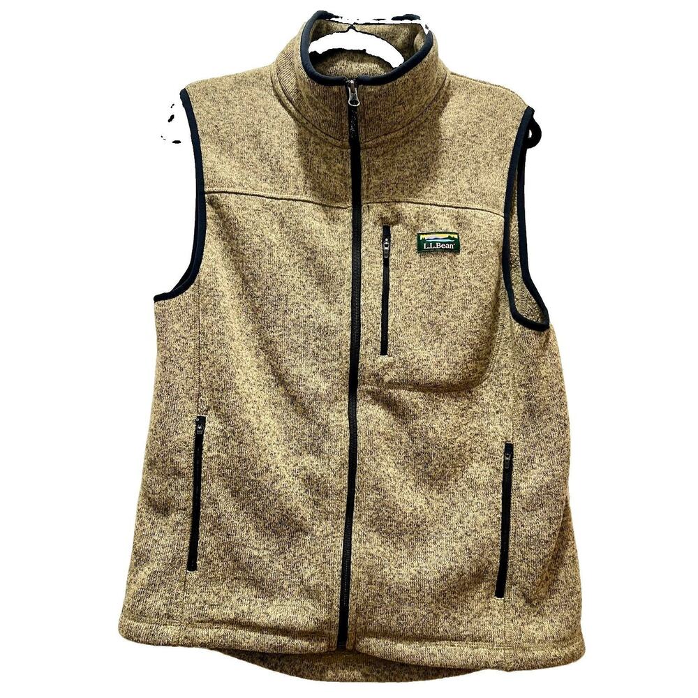 LL Bean Sweater Fleece Vest Men's S Slightly Fitted Boulder Stone Heather